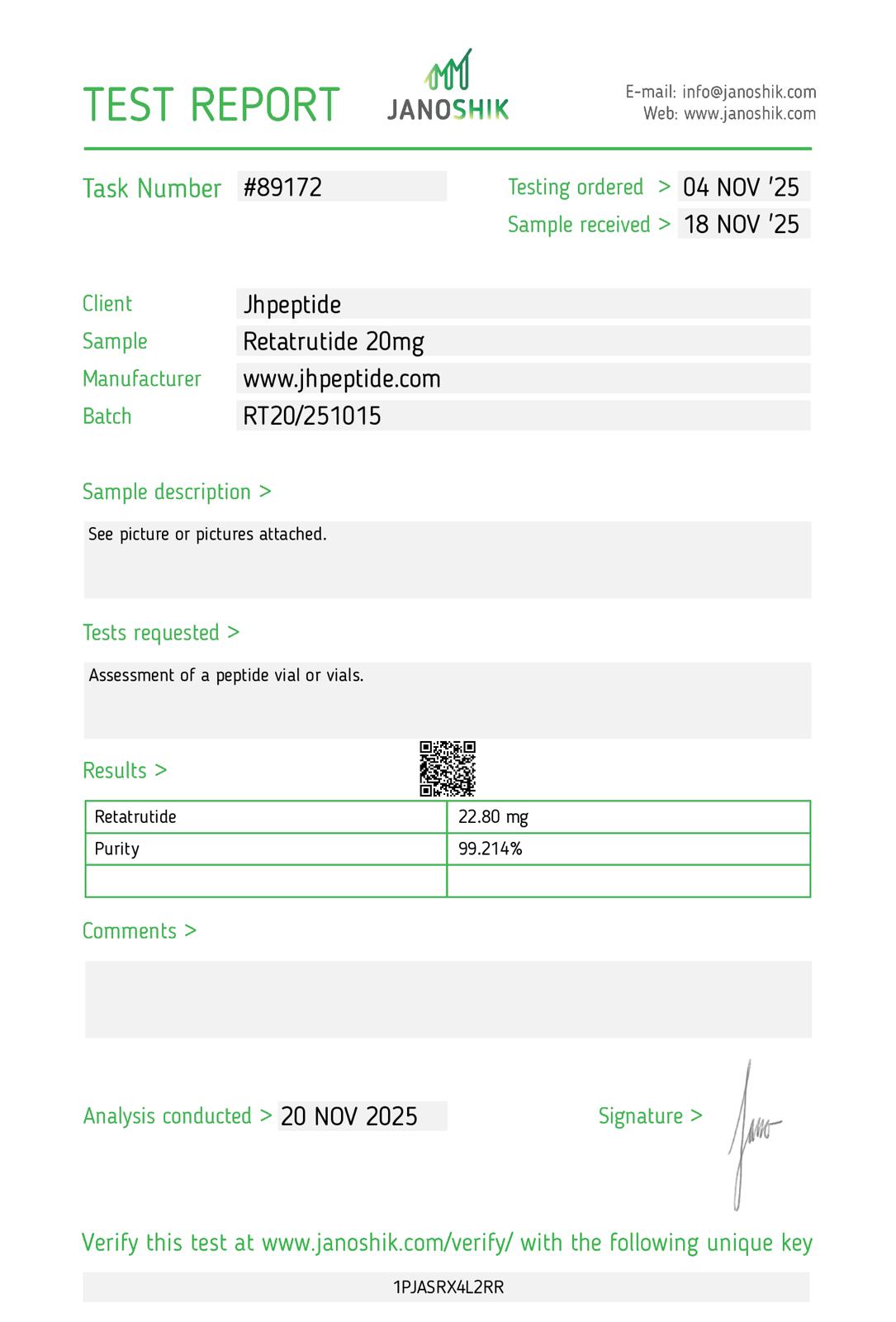 COA Retatrutide 20mg